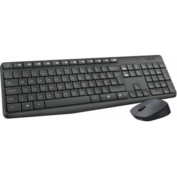 Мышь+Клавиатура Logitech MK235 беспроводной (радиоканал), серый / серый, [920-007931]